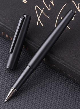 金属重手感中性笔定制私人刻字品牌LOGO送客户送老师品质签字笔0.7mm硬笔书法练字磨砂全黑铜材金属笔