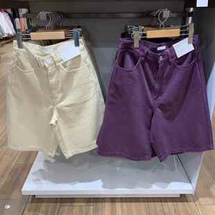 春夏新款 试衣间2025夏女装 休闲百搭中裤 短裤 476946 牛仔风百慕大式
