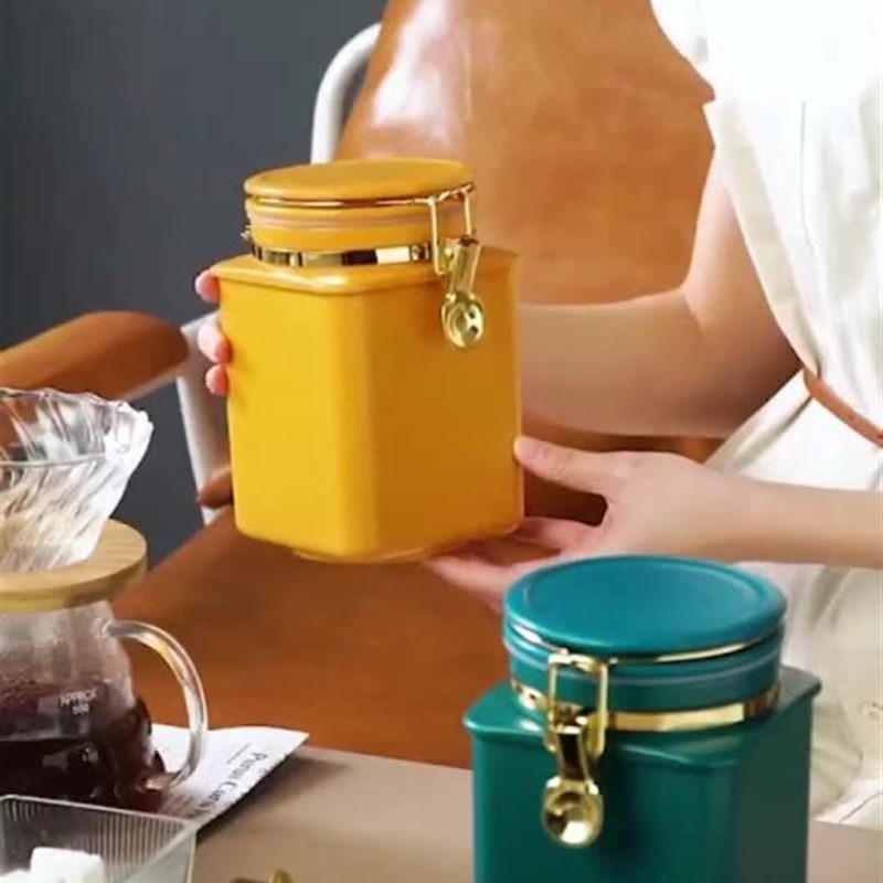 欧风咖啡罐豆粉密封罐干果坚果零食茶叶罐防潮储存杂粮收纳盒