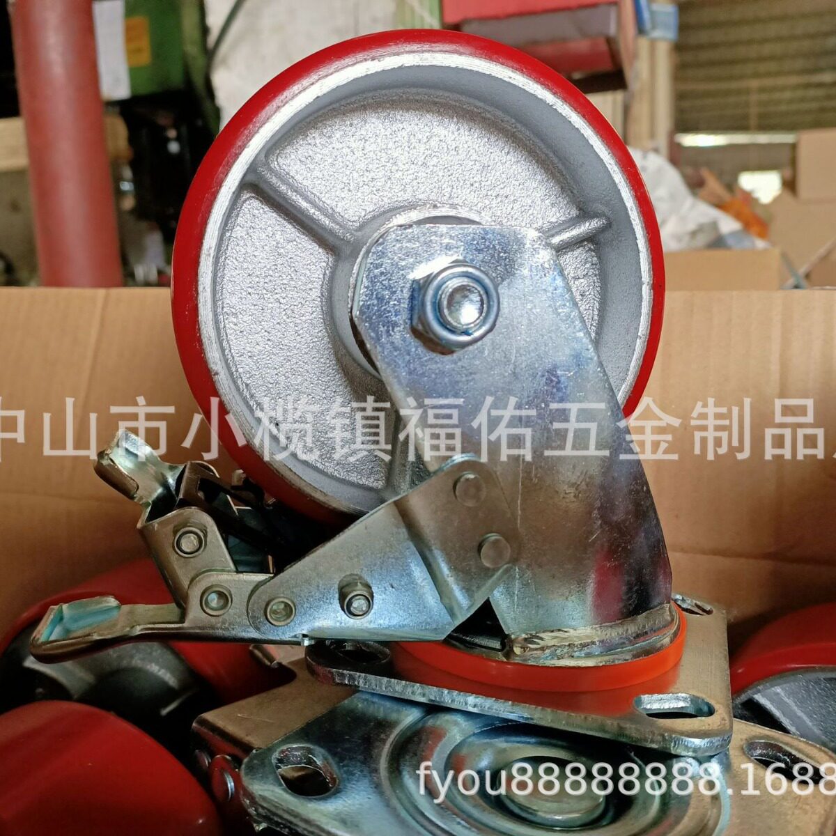 万向轮重型4568寸手推车平板车轮仓储笼轮子万向带刹车聚氨酯脚轮图片