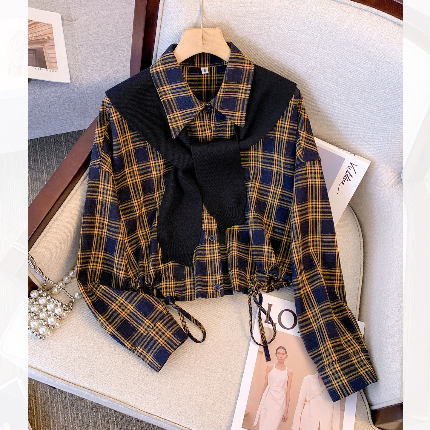 今年流行爆款带披肩磨毛长袖衬衫外套女2026早春秋季新款短款上衣,女装/女士精品,短外套,淘宝优惠券,粉丝福利购,淘宝优惠卷