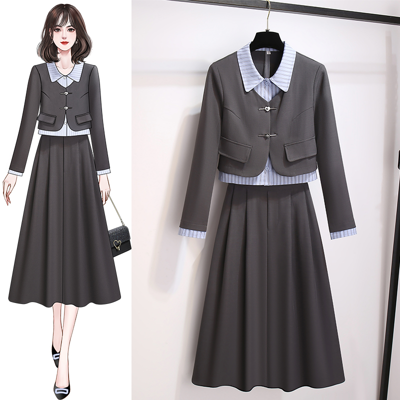 西装外套配半身裙职业面试连衣裙