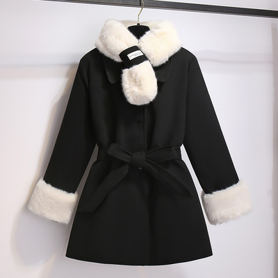 高级感黑色小香风毛呢子收腰外套女2025秋冬新爆款中长款夹棉大衣