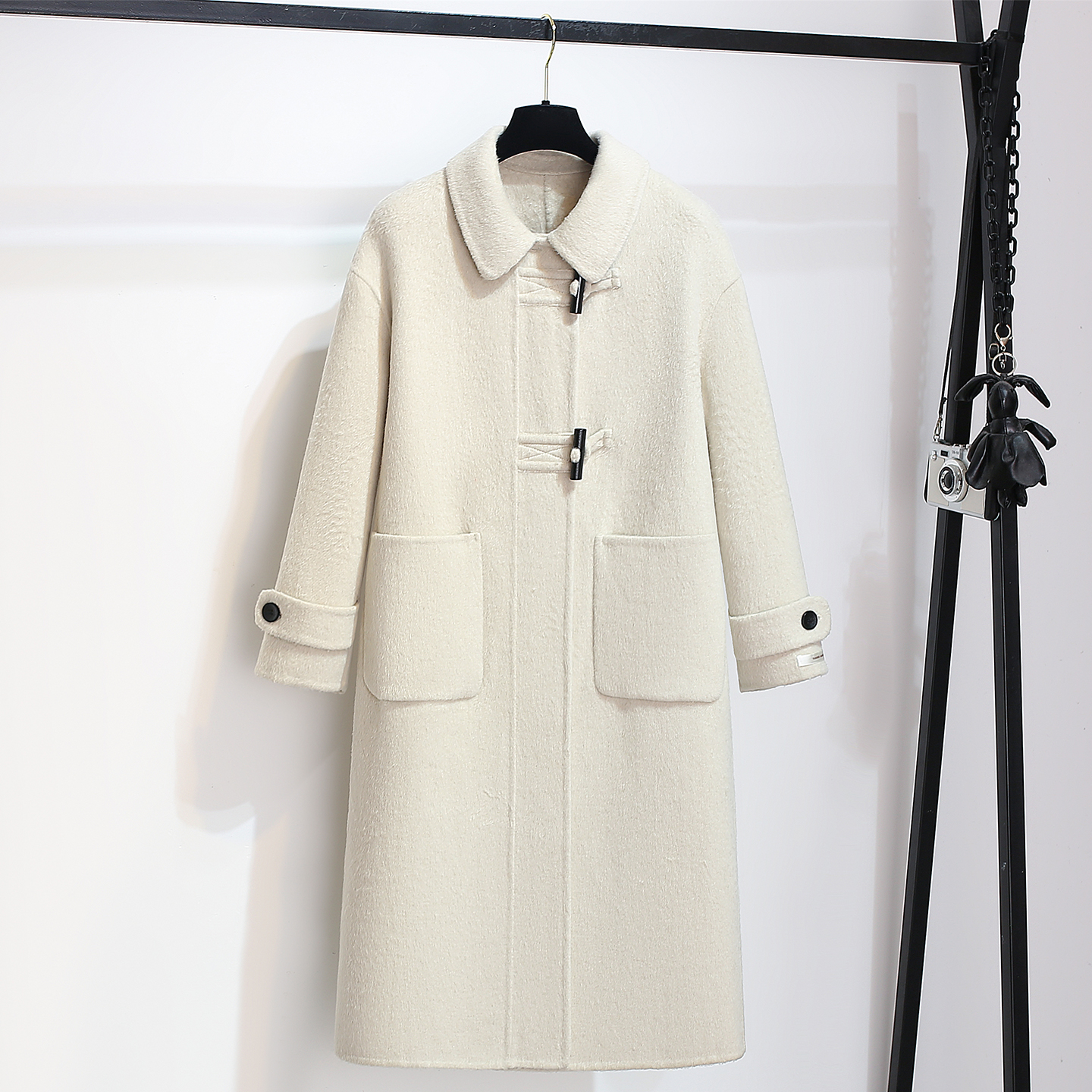 巨好看的杏色双面羊毛呢子风衣外套女2025深秋冬装新长款气质大衣