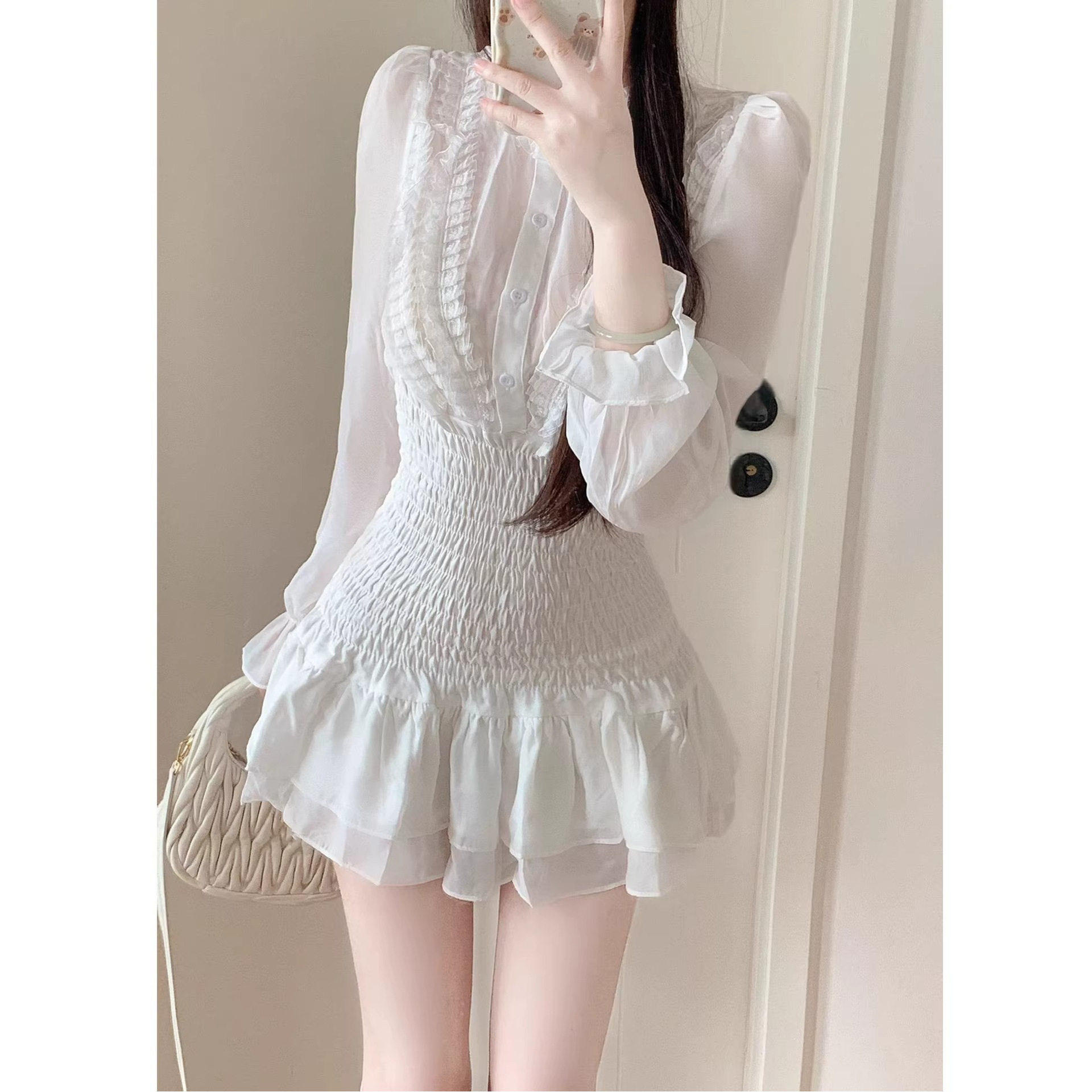 法式白色连衣裙女秋冬仙女裙