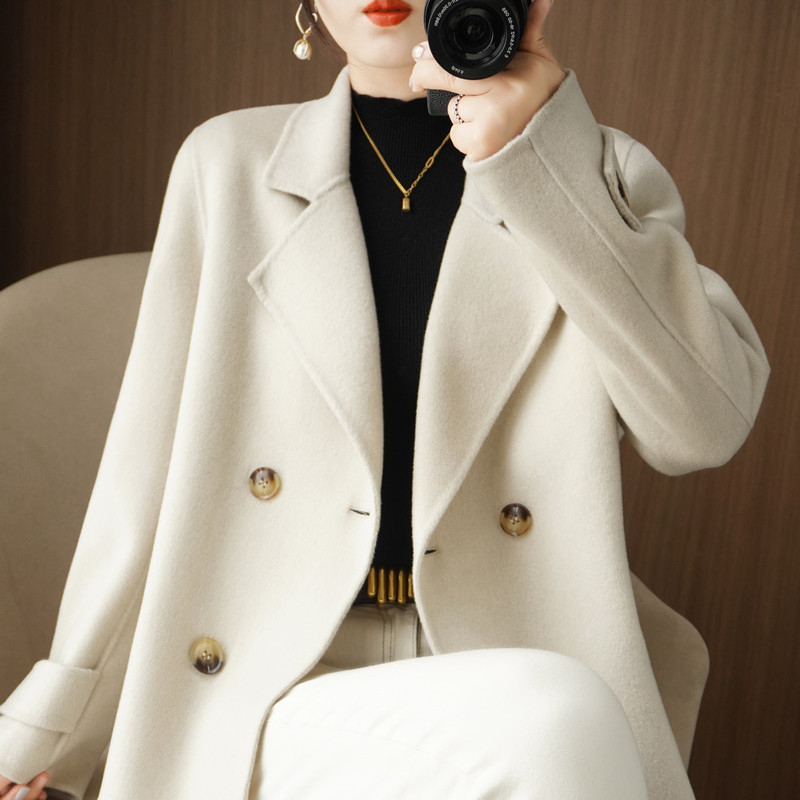 毛呢大衣女2025短款秋冬小个子宽松外搭反季西装领毛呢子外套潮流