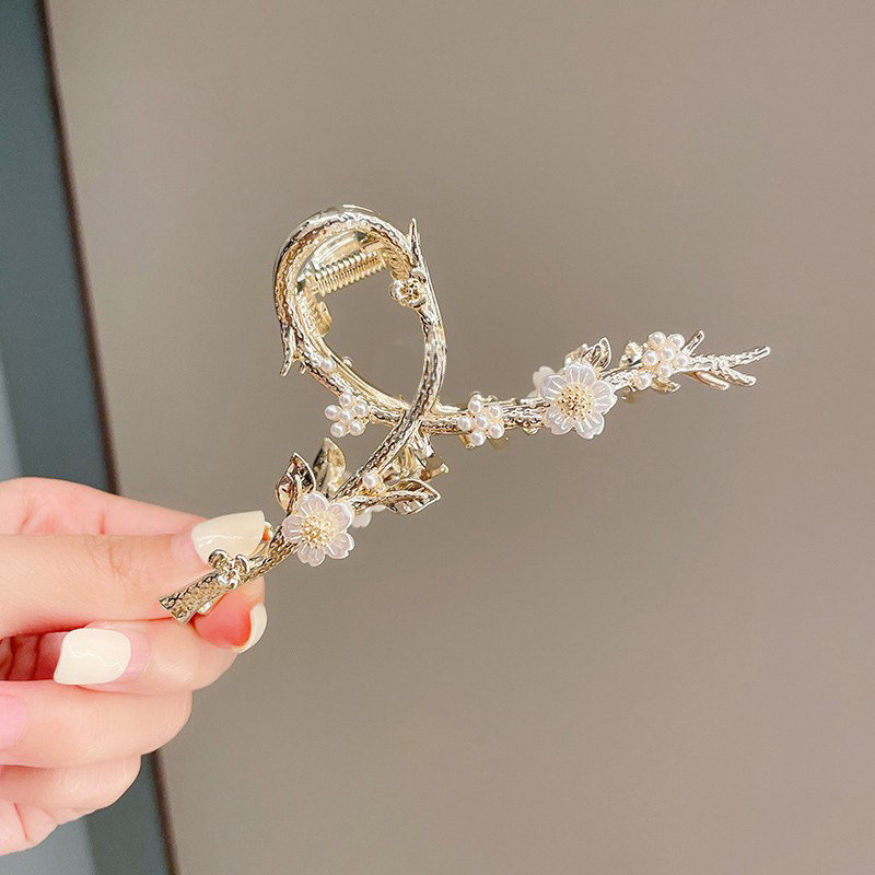 金色花朵甜美时尚鲨鱼抓夹