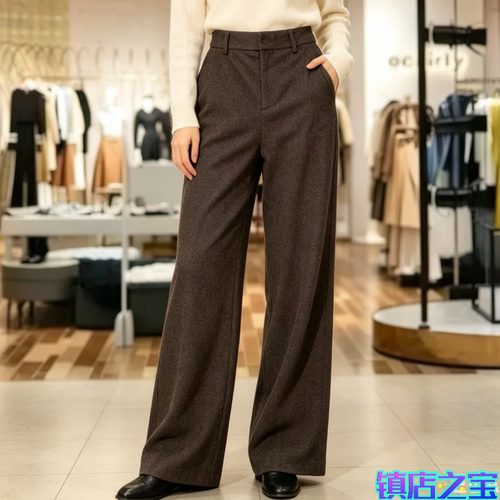 时尚百搭休闲裤女轻奢秋冬季新款长裤羊绒裤子阔腿裤TM3232BZ