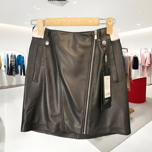 绵羊皮皮裙女真皮半身裙高腰显瘦包臀2025秋季新款a字短裙纯皮