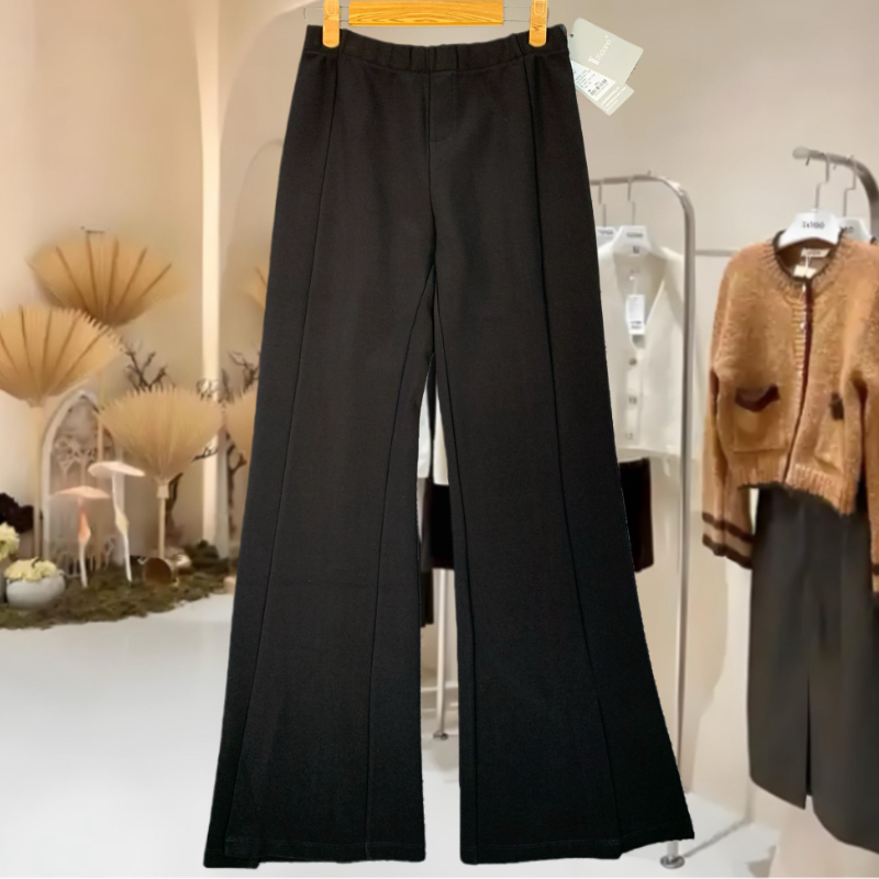 通勤神裤！高档气质黑色高腰垂感微喇西装裤