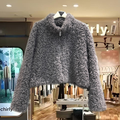 欧货羊羔毛外套韩系2025秋冬新款小个子立领洋气皮毛一体女98139