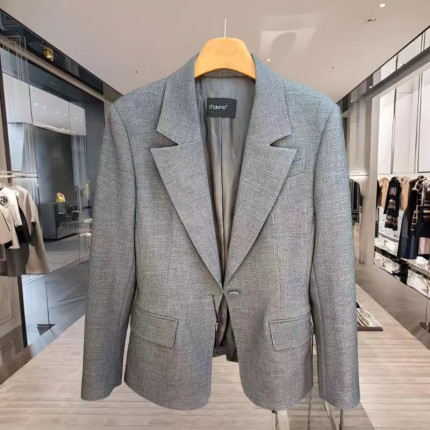 原装正品2025年春秋季新款百搭休闲烟灰色西装外套女50211334