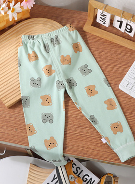 宝宝纯棉秋裤打底裤睡裤线裤家居男童女童内穿春秋款a类休闲外穿