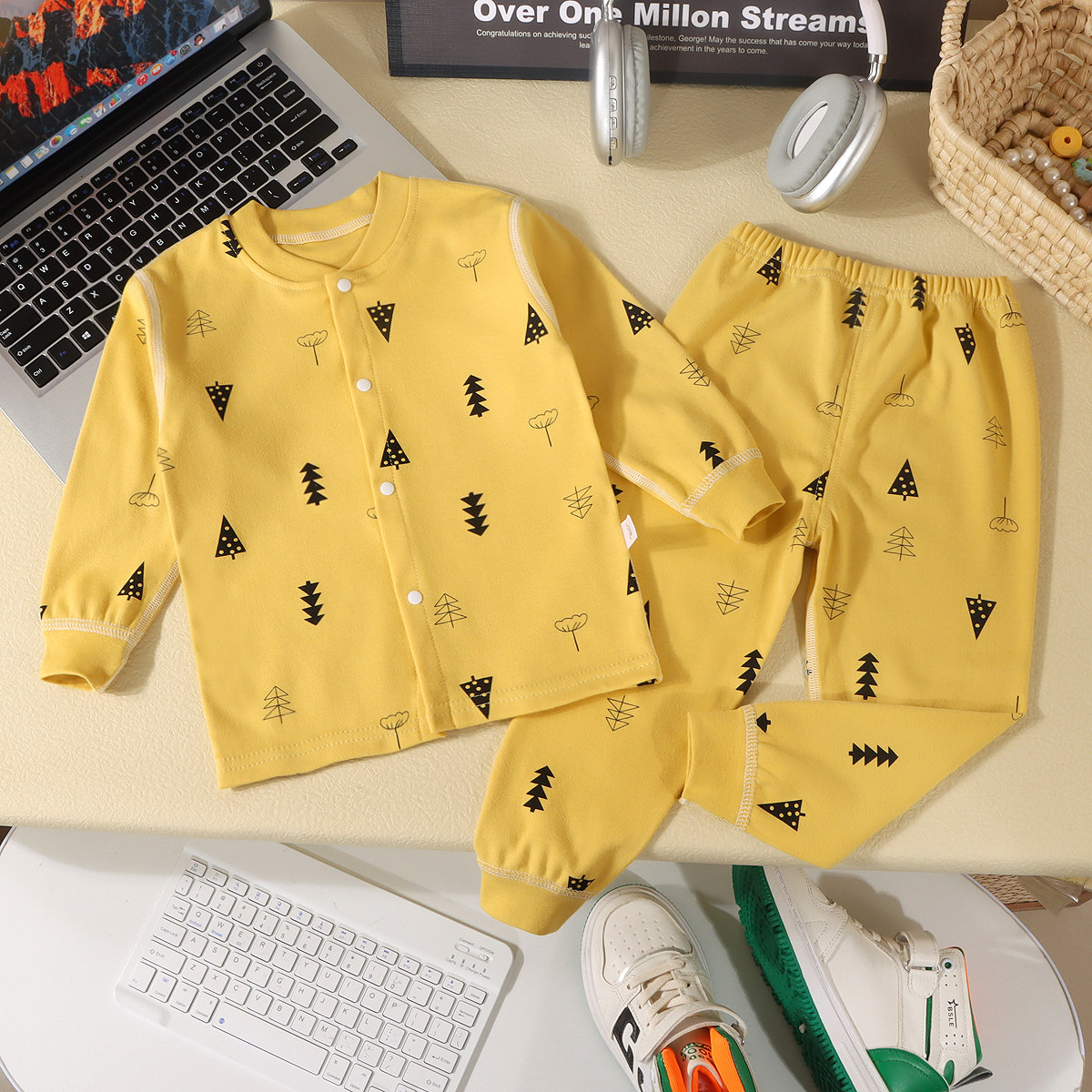 无骨开衫款纯棉套装无痕对襟秋衣秋裤睡衣睡裤对开打底衫打底裤