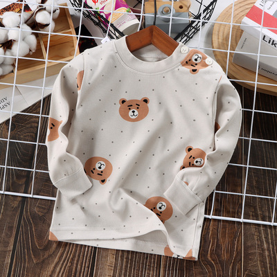 纯棉圆领秋衣上衣打底衫套头