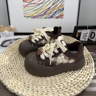 女童运动鞋厚底面包鞋防滑耐磨系带休闲鞋学生大头鞋2026新款春季