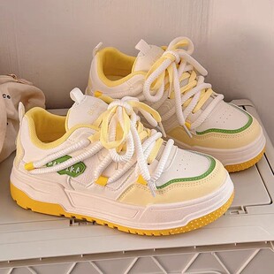 女童运动鞋黄色夏天儿童鞋子大童2025新款女生板鞋小学生软底轻便