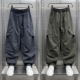 男秋冬宽松直筒阔腿痞帅休闲裤 日系潮牌复古褶皱多口袋机能工装 裤