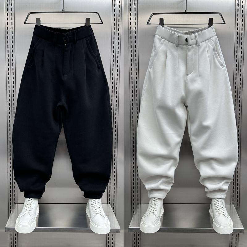 秋冬新款纯色束脚卫裤男士潮牌掐褶休闲弯刀裤青少年痞帅哈伦裤男,男装,休闲裤,淘宝优惠券,粉丝福利购,淘宝优惠卷
