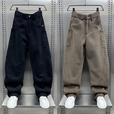 潮牌2024秋冬加厚宽松直筒裤男款