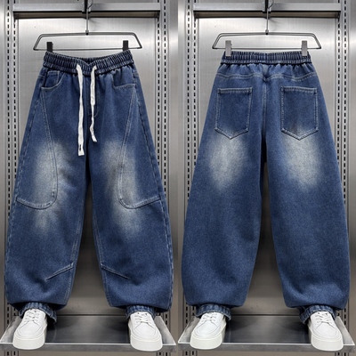 秋冬加绒潮流美式风水洗牛仔裤男