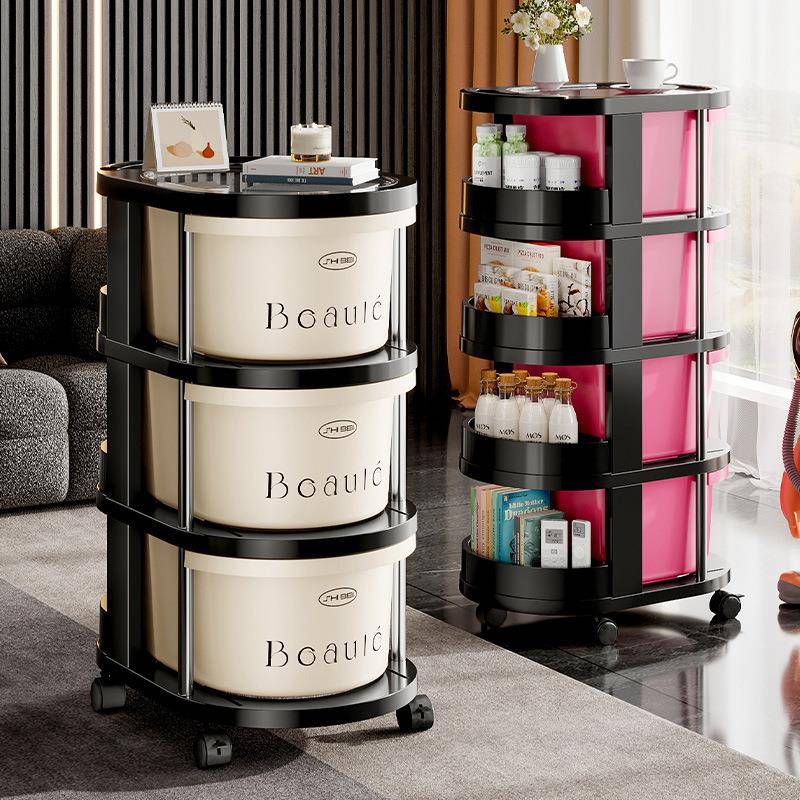 家用落地式小推车置物架多层零食收纳架子多功能客厅可移动整理架