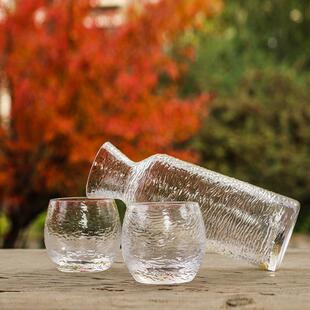日式锤纹清酒壶一壶四杯酒具套装家用玻璃白酒杯果酒杯高颜值酒杯
