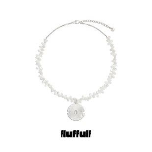 fluffulf 925银波纹白蝶贝项链