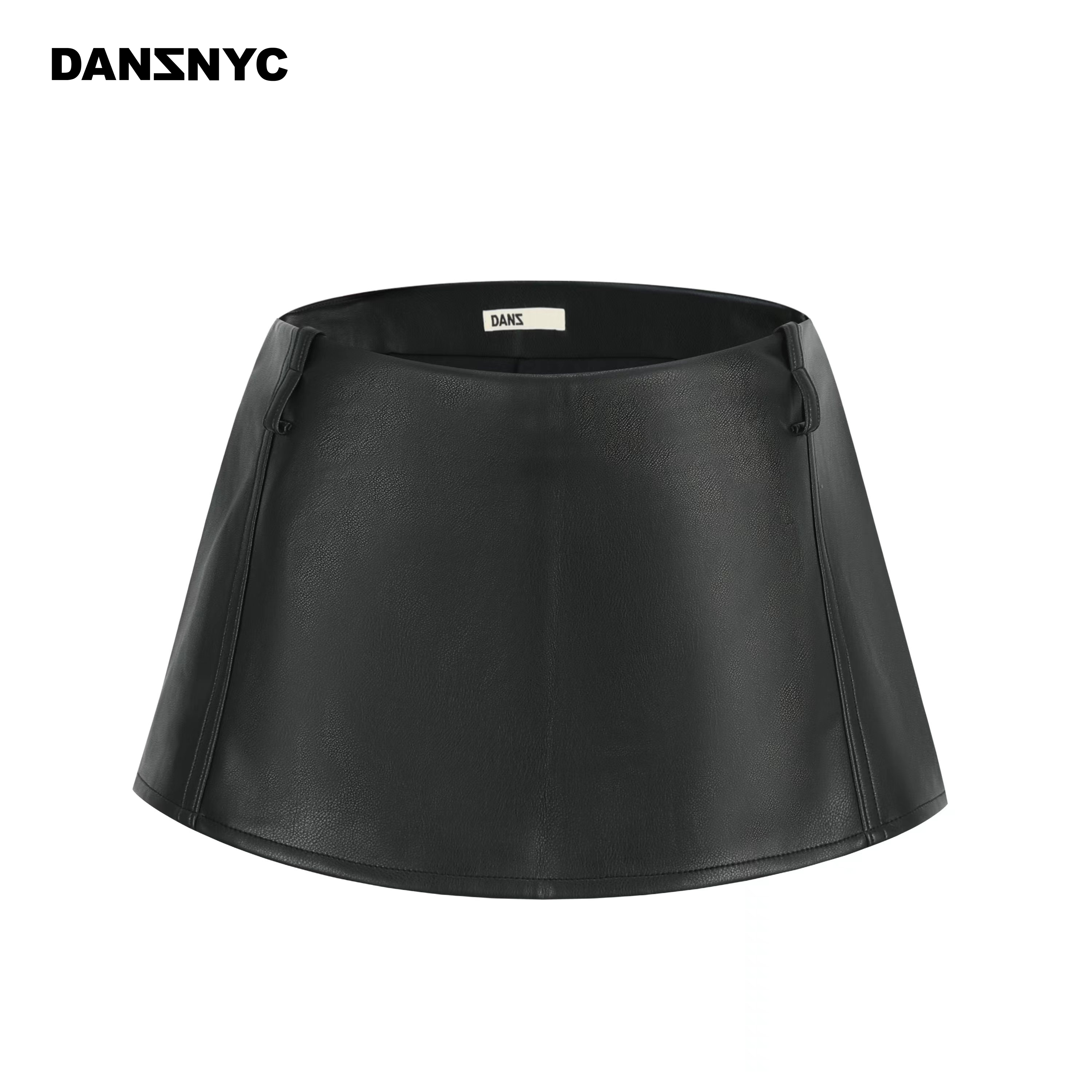 DANZ 进口软糯皮革高级时髦辣妹A字防走光皮裙显瘦百搭短裙