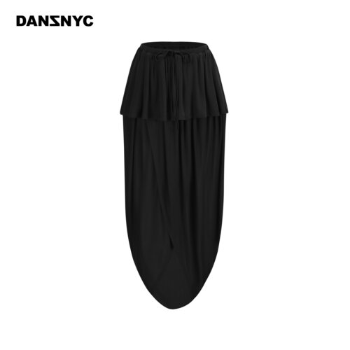 DANZ秋冬新款SEACELL™双层假两件扭转垂褶中长裙花苞半身裙