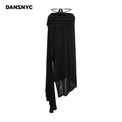 DANZ SEACELL™绑带开叉褶皱中长裙半身裙叠穿
