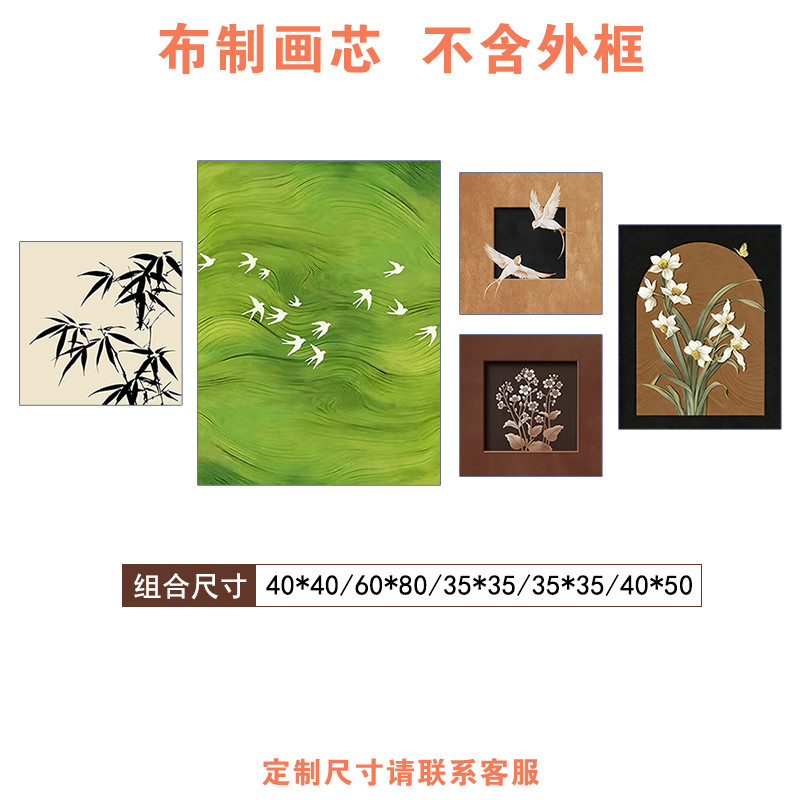 中古风客厅装饰画沙发背景墙挂画法式复古油画高级感壁画画布画芯图片
