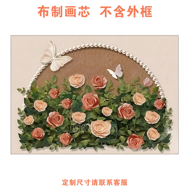 法式奶油风电表箱装饰画心配电箱遮挡复古玫瑰花卉挂画油画布自粘图片