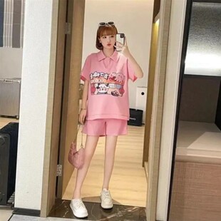 孕妇装大码宽松短袖小个子春夏套装休闲外出两件套流行孕妇装