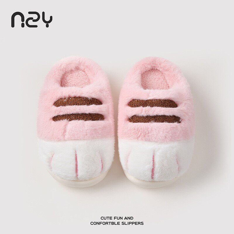猫爪棉拖鞋女冬季可爱卡通包跟室内居家防滑毛绒绒情侣棉鞋男冬天