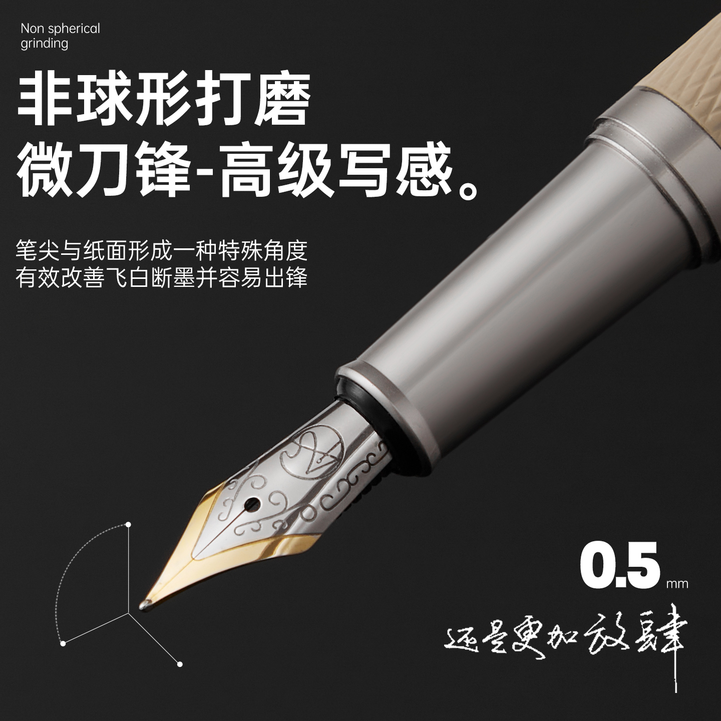 高档明尖钢笔黑森林白桦林男士