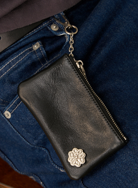 GOODLIVEABLE 头层牛皮卡包便携小钱包腰间配饰卡套多功能零钱包