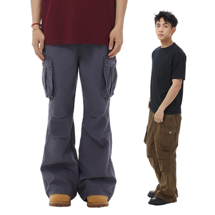 GOODLIVEABLE 646水洗vintage微喇叭工装裤男Bootcut通勤休闲裤潮