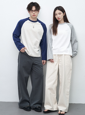 GOODLIVEABLE 255G纯棉印花插肩长袖t恤男美式BOXY版型秋冬打底衫