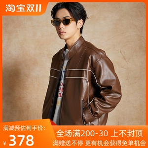 GOODLIVEABLE 美式复古cleanfit外套潮秋冬短款休闲PU机车皮衣男