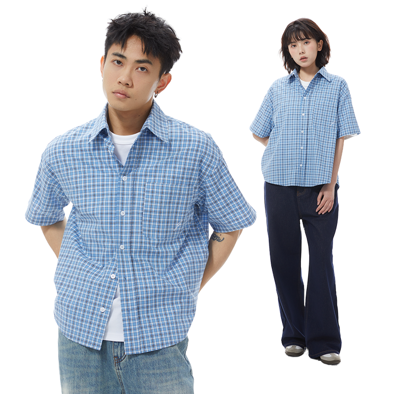 GOODLIVEABLEBoxy格纹短袖衬衫