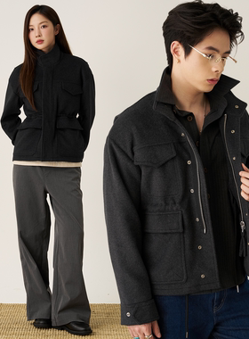 GOODLIVEABLE重磅短款多口袋可调节毛呢猎装夹克休闲复古早春外套