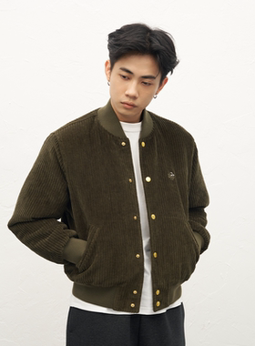 GOODLIVEABLE 灯芯绒美式刺绣百搭棒球服外套男夹棉加厚休闲外套