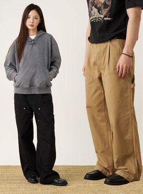 GOODLIVEABLE 重磅洗水美式复古B01双膝伐木裤宽松直筒百搭休闲裤