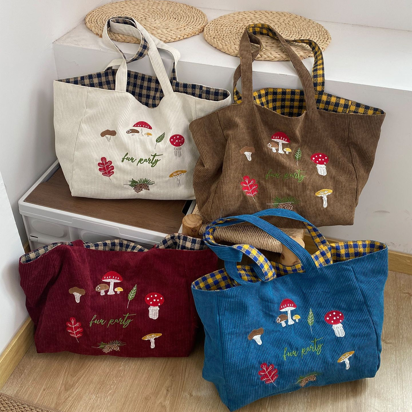 秋季新款森系复古百搭格纹双面包