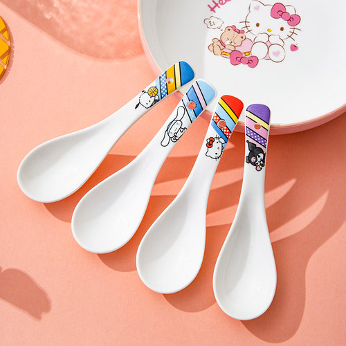 古杰士三丽鸥儿童陶瓷喝汤勺