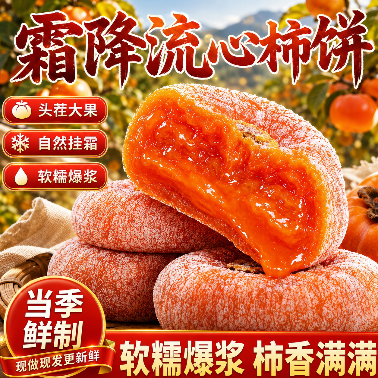 2026新货陕西柿饼富平特级官方旗舰店老式霜降流心吊柿饼农家10斤
