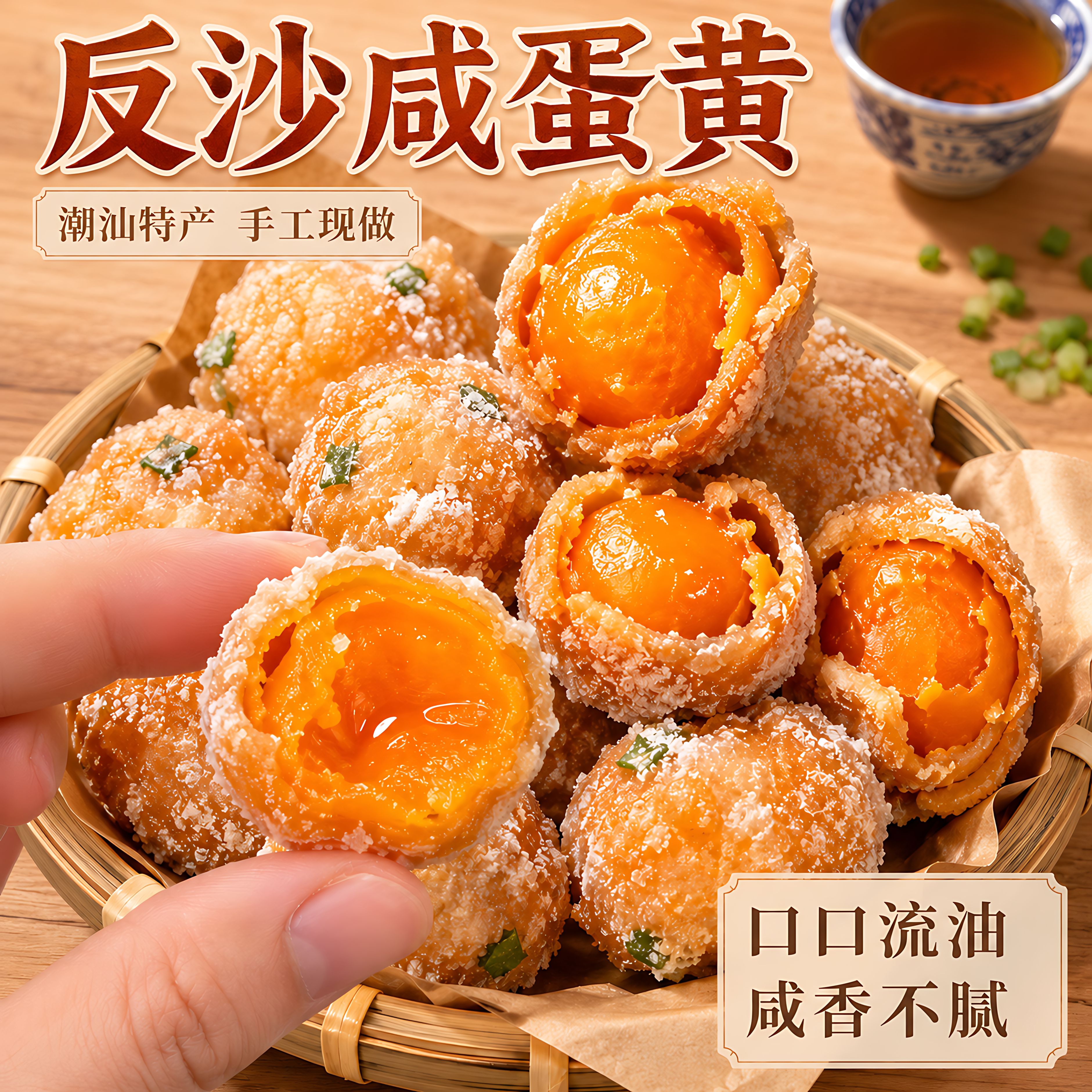 广东潮汕特产网红食品小吃美食蛋黄酥潮州反沙咸蛋黄零食糕点传统