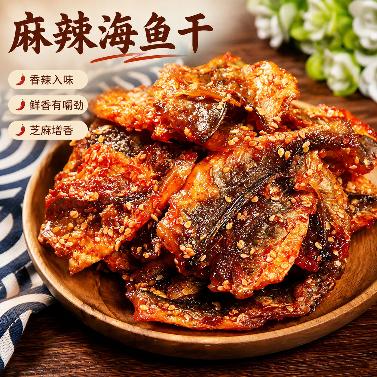 麻辣蜜汁黄花鱼片香酥小黄鱼干即食零食小吃休闲食品海味小鱼干仔