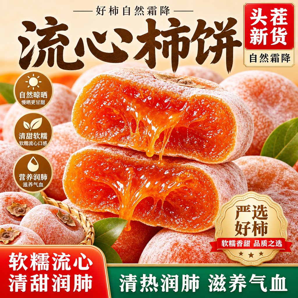 柿饼陕西富平官方旗舰店特级流心柿饼正宗圆柿饼吊柿独立包装送礼